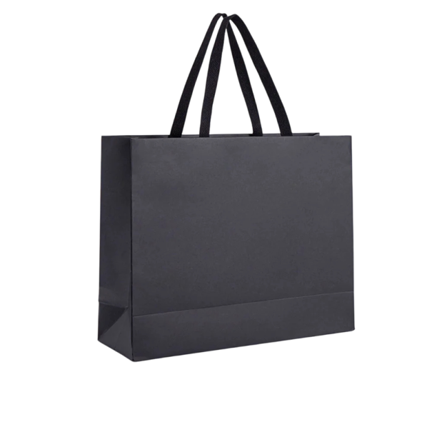 Bolsa de regalo de papel negra 40 x 32 x 13 cm Bolsa de cartón rígido para ropa regalos embalaje de moda Diseño mate elegante con asas 1