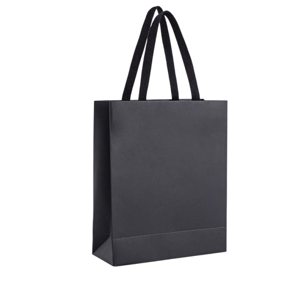 Bolsa de regalo de papel negra 27 x 33 x 11 cm Bolsa de cartón rígido para ropa regalos embalaje de moda Diseño elegante mate con asas 1