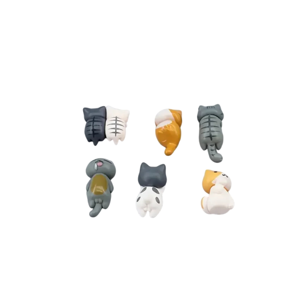 Dekorativ uppsättning 6 mini katter PVC Söta figurer för bilens instrumentbräda, skärm eller hylla Självhäftande kattdekorationer 1