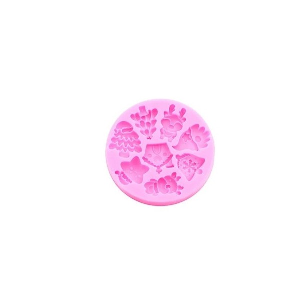 Silikonform 7,1 x 1 cm Julmotiv gran, snöflinga, stjärna Form för gjutning av vax, harts, gips, choklad och tvål 1