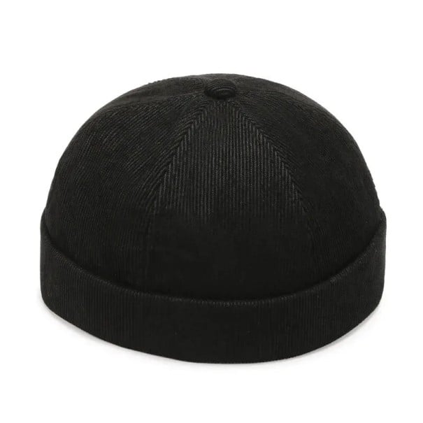 Universell rund hatt Beanie Landlord Four Seasons i polyester Unisex hip hop Melon Skin mössa för vår och höst avslappnad stil svart