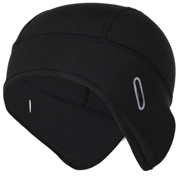 Termo cyklistisk hjälmhuva 52–60 cm Fleece sport vinterhuva Polyester Elastan Unisex löpning skidåkning vandring MTB svart