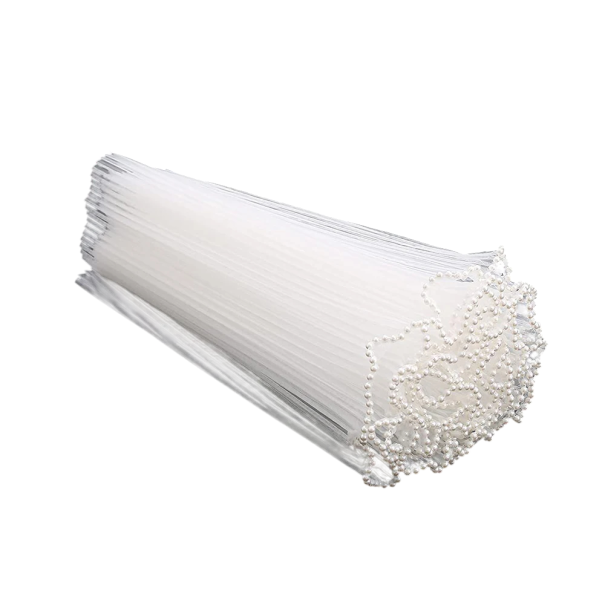 Dekorativt papper 4 m x 28 cm Vågigt nät för dekoration Blomsterpackning Kreativ skapande med pärlkanter vit