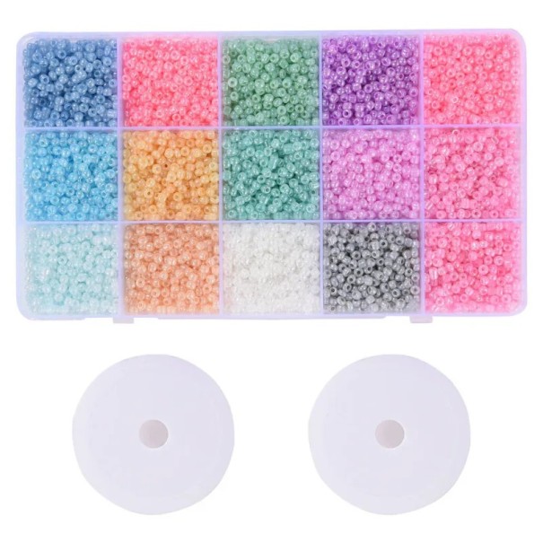 Sats med pärlor 15 separata färger Box med fack Färgglada pärlor för smyckestillverkning Armband halsband kreativt skapande överskådligt organiserade 1