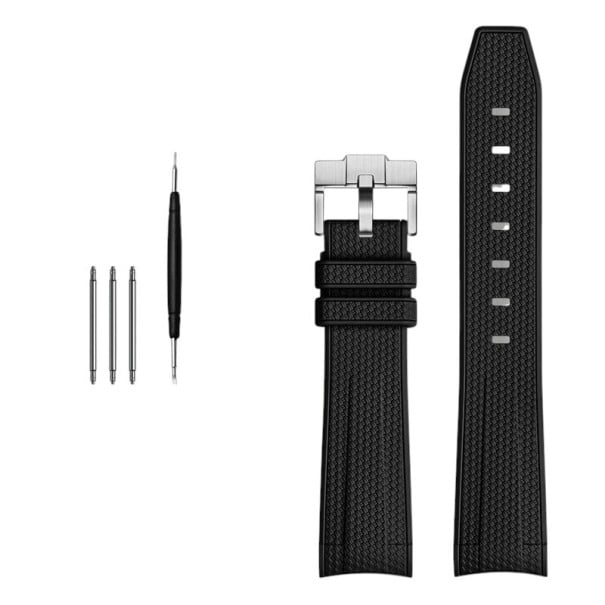 Gumový řemínek 20 mm pro Rolex Omega MoonSwatch Constellation Voděodolný sportovní pryžový pásek se stříbrnou přezkou Nástroje v balení černá