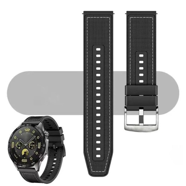 22 mm nylon silikonrem för klockor för Huawei Watch GT 4 46 mm GT 3 Sport Watch 4 Pro Samsung Galaxy Watch 6 5 4 svart