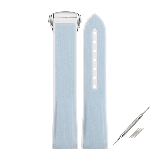 Řemínek 20 mm pro Omega X Swatch MoonSwatch Sport Silikonový kaučukový skládací pásek pro Seamaster 300 s příslušenstvím na opravu řemínku Sky Blue