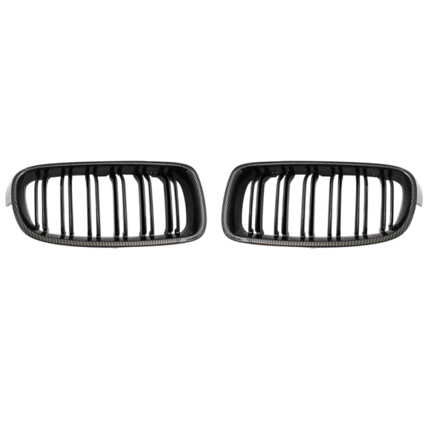 Grille avant pour BMW F30 F31 F35 2012–2018 Texture carbone noire Double barreau Grille de radiateur Grille avant stylée ABS 1