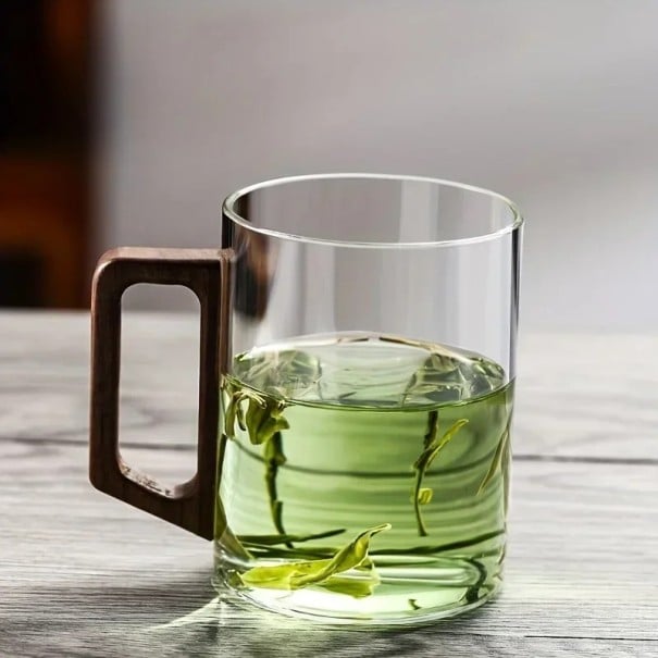 Genomskinlig glasburk 400ml med handtag Stor klar burk för te och kaffe klassisk form för vardagligt bruk 1