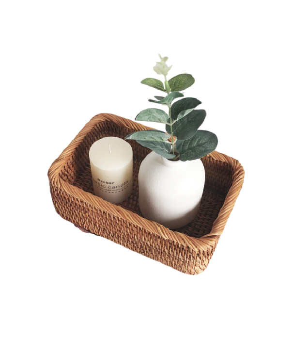 Handvävd förvaringskorg 20 x 14 x 7 cm Praktisk dekorativ box för småsaker kosmetik tillbehör i hemmet 1