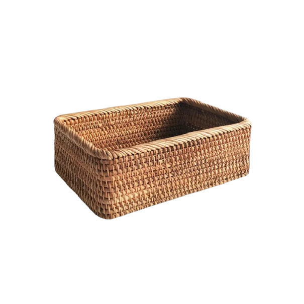 Panier de rangement tissé à la main 25 x 17 x 8 cm Boîte décorative pratique pour petits objets, cosmétiques, organisation de la maison 1