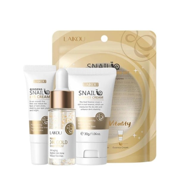 Ensemble de soins de la peau avec extrait d'escargot Éclaircissant Hydratant Crème pour les yeux 15 g Sérum 17 ml Crème pour le visage 30 g 1