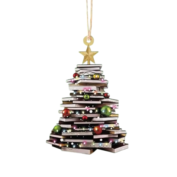 Ornement de livre pour sapin Pendentif suspendu de fenêtre avec motif de livre Décoration de sapin pour lecteurs et amateurs de littérature 1
