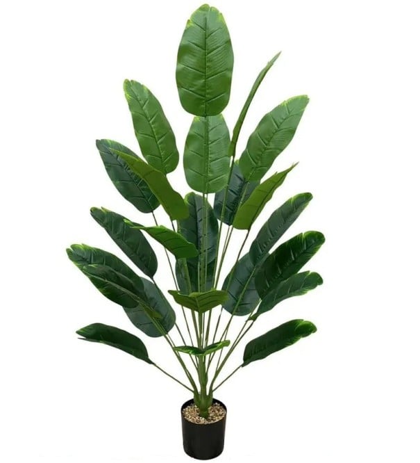 Konstgjord strelitzia 110 cm inredningsdekoration med 24 blad realistisk konstväxt för hem kontor och reception 1