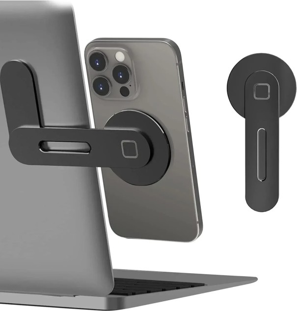 Magnetický držák telefonu k notebooku Tenký skládací držák na mobil K upevnění na monitor Práce bez držení telefonu černá