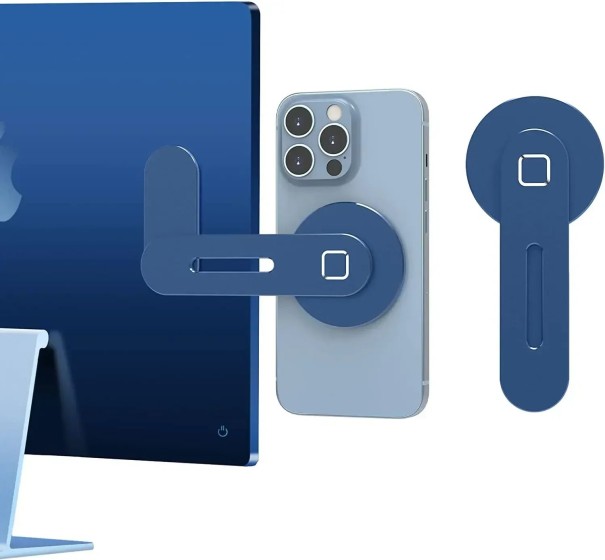 Blå magnetisk telefonhållare för bärbar dator 5,6 x 12,7 cm Tunn vikbar mobilhållare för PC-skärm 1