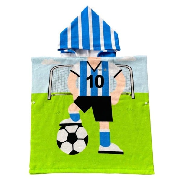Barnens badrock med huva 60 x 120 cm För höjd 80 - 130 cm Unisex badrock med fotbollstryck av en fotbollsspelare med boll 1