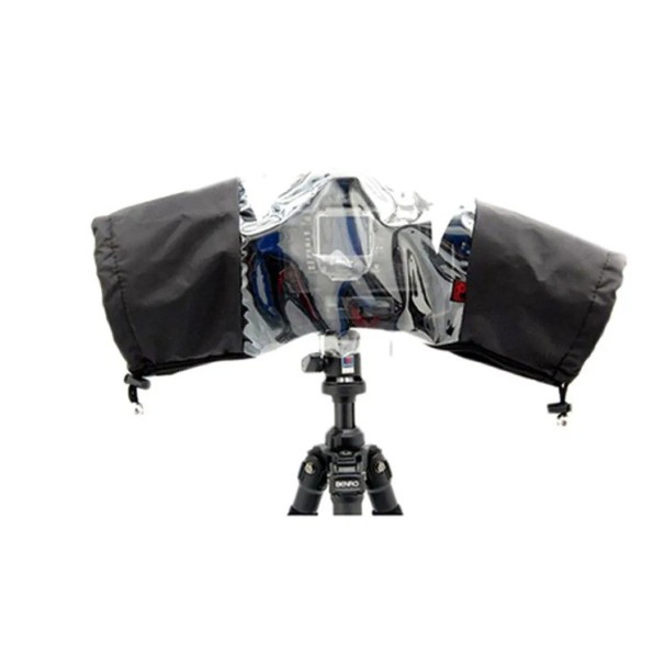 Vattentät bärbar skydd för kamera för digitala systemkameror Canon Nikon Olympus Sony Skyddande fodral för regn svart