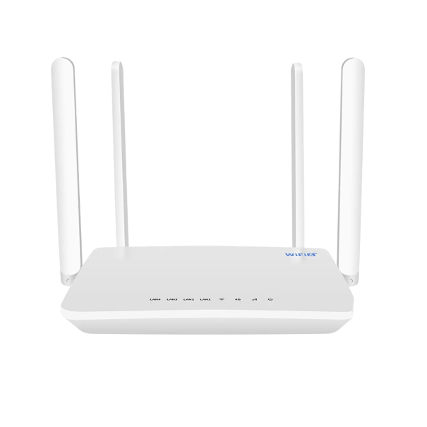Vit 4G LTE Wi-Fi-router med SIM-kortplats 300 Mb/s Fyra LAN-portar Anslutning av upp till 32 enheter 1