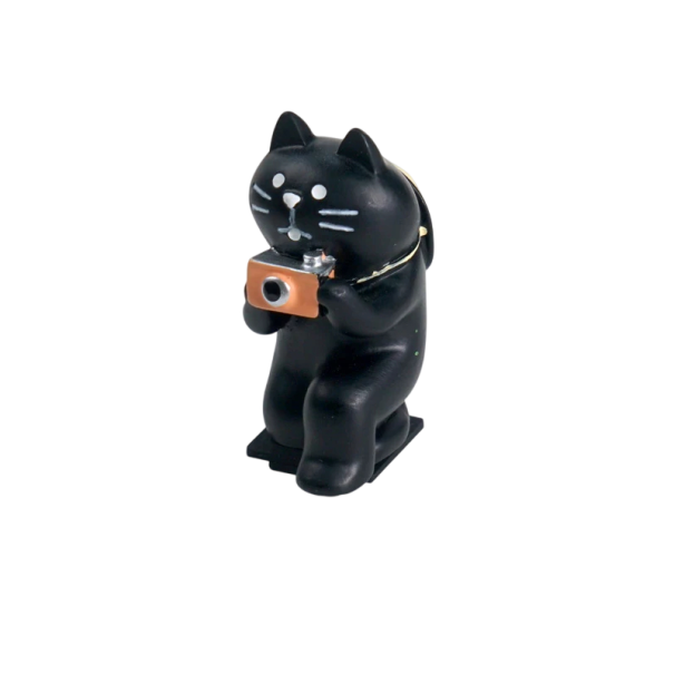 Kamera blixtskydd 1,93 x 4,53 x 2,85 cm Motiv av knäböjande katt med kamera Dekorativt skydd för blixtskenor 1