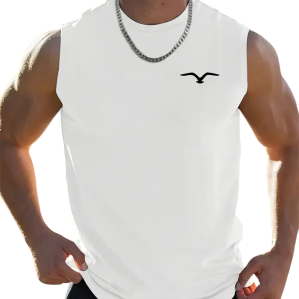 Pánské tílko jednobarevné s kulatým výstřihem O Potisk letícího ptáka Polyester Lehký letní top na sport volný čas bílá L