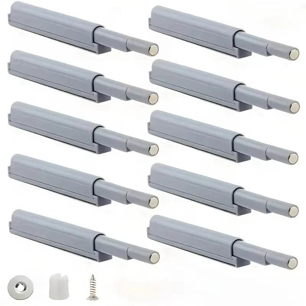 Set med 10 st Trycköppningsmekanism 12,5 x 1,05 x 1 cm Dold greppfri stängning av dörrar och lådor 1