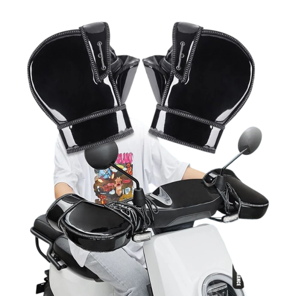Gros manchons de moto pour guidon 25,5 x 25 x 7,5 cm Manchons noirs imperméables et coupe-vent pour moto 1