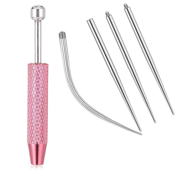 5 ks Titanový zakřivený kuželový vkládací kolík Vnitřní závit Pomůcka pro piercing nosu rtu a chrupavky růžová