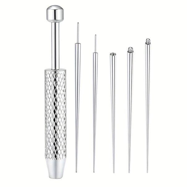 6 ks Titanový zakřivený kuželový vkládací kolík Vnitřní závit Stříbrná sada pro piercing šperky do rtu nosu a chrupavky 1