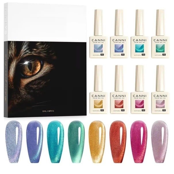 Ensemble professionnel de 8 vernis en gel de 9 ml effet œil de chat magnétique durcissable UV LED manucure de salon longue tenue SANS HEMA 1