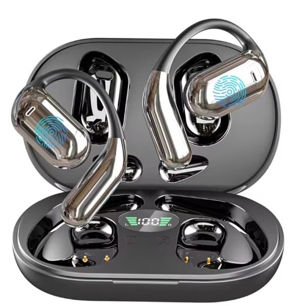 Auriculares AI inalámbricos con traducción instantánea de 144 idiomas Bluetooth 5.3 cancelación de ruido diseño abierto para viajar negro