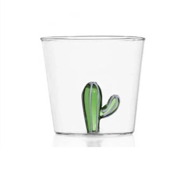 3D glas 200 ml 8,5 x 8 cm med kaktusmotiv Original dekorativt glas för drycker för dagligt bruk 1