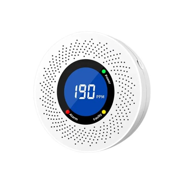 Koldioxiddetektor 10,05 x 10,05 x 3,59 cm CO alarm med LCD-display Strömförsörjning 3x AA Ljudsignal pa-007 1