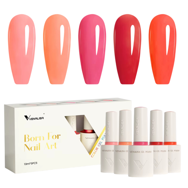 Ensemble de 5 vernis à ongles en gel 10 ml Collection végane sans HEMA TPO Pinceau rond UV LED séchage rapide 1