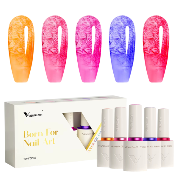 Ensemble de 5 vernis en gel transparents 10 ml Collection végane sans HEMA TPO Pinceau rond Effet gel UV LED Texture douce 1