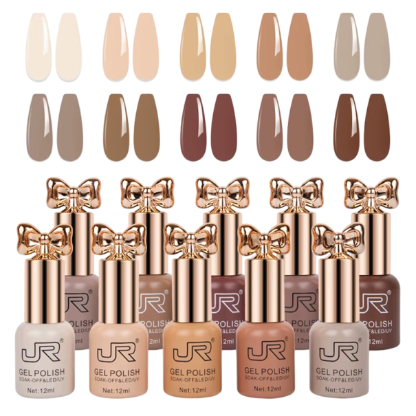 Kit de gel à ongles DIY à domicile 10×12 ml vernis colorés UV LED pour manucure et nail art 1