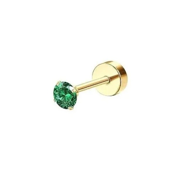 Guldsmycke med grönt diamant 6 x 5 x 0,8 mm Kirurgisk stål Fin elegant smycke med färgad sten 1