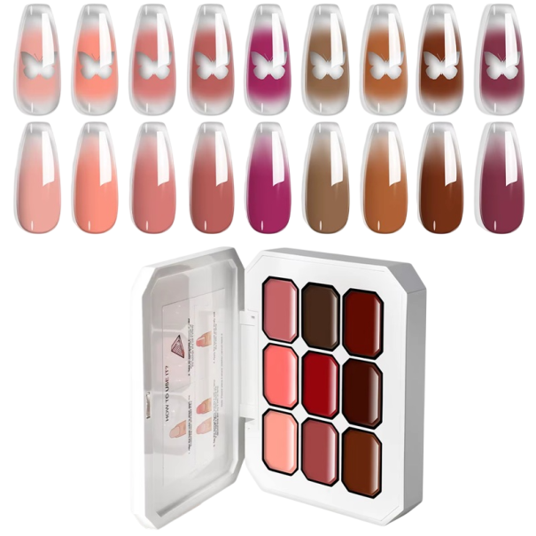9 teintes de gels de transition UV/LED pour ongles effet Ombré pour nail art détaillé, gravure et manucure à domicile 1