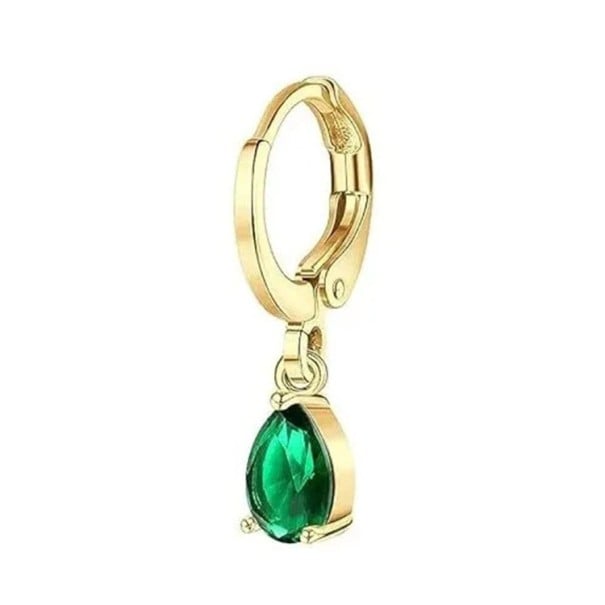 Zlatý piercing z chirurgické oceli 6 x 5 x 0,8 mm Zelený zavěšený diamant Dekorativní šperk do nosu ucha 1
