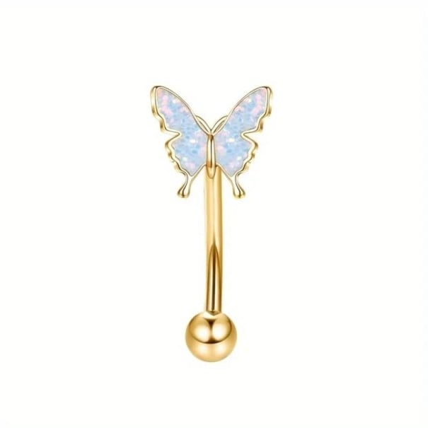 Zlatý piercing z nerezové oceli 8 x 1,2 mm Motiv motýl Jemný dekorativní šperk do nosu ucha chrupavky 1
