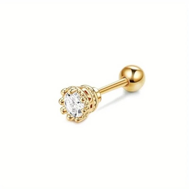 Guldpiercing 6 mm i kirurgiskt rostfritt stål Pyntad med diamant Elegant kroppssmycke med subtil dekorativ design 1