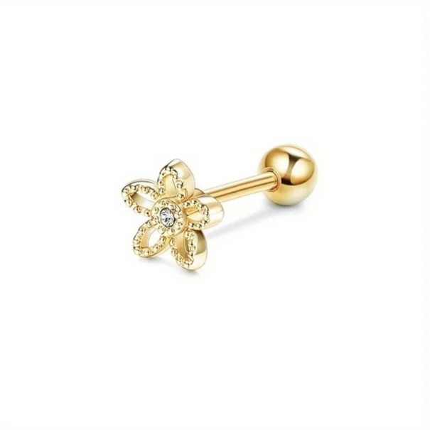 Guldpiercing blomma i kirurgiskt rostfritt stål med gyllene detaljer Elegant kroppssmycke med subtil blomsterdesign 1