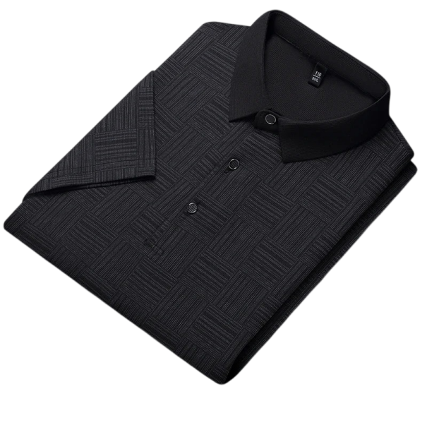 Herrpiké med kort ärm Enfärgad Enkel mönstring Krage Knappar Polyester Klassisk passform svart XXS