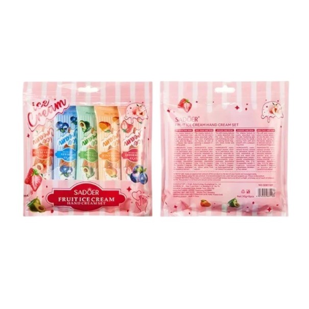 Ensemble de crèmes pour les mains 5 pcs 30 g Soins hydratants et illuminants Parfums fruités orange fraise myrtille avocat pêche 1