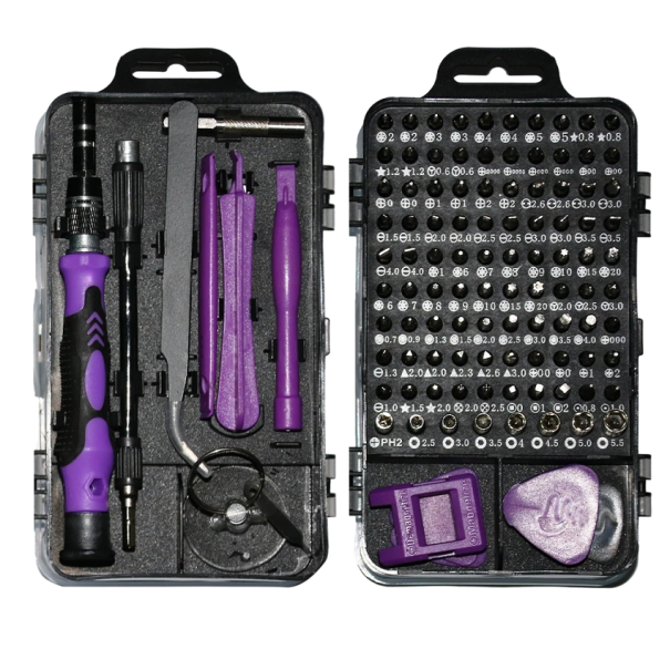 115 Piece Multifunction Screwdriver Set Screwdrivers for Electronics and Phone Repairs Professional Set for Phone, PC and Electronics Repair purple