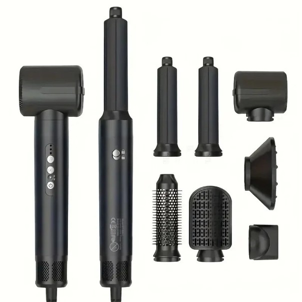 7 i 1 hårtork och stylingborste 1100–1400 W 220 V ION Tinsol med diffuser och 6 tillbehör 2 m kabel svart