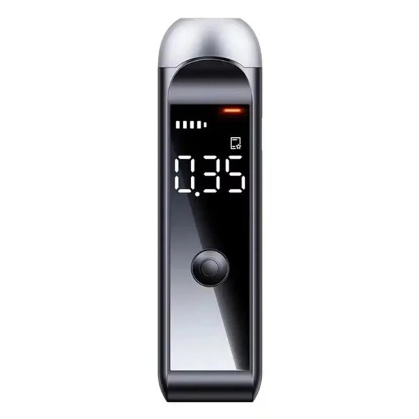 Digital alkoholtester 10,3 x 2,8 cm Bärbar andningsanalysator med tre ljusindikatorer USB-C svart