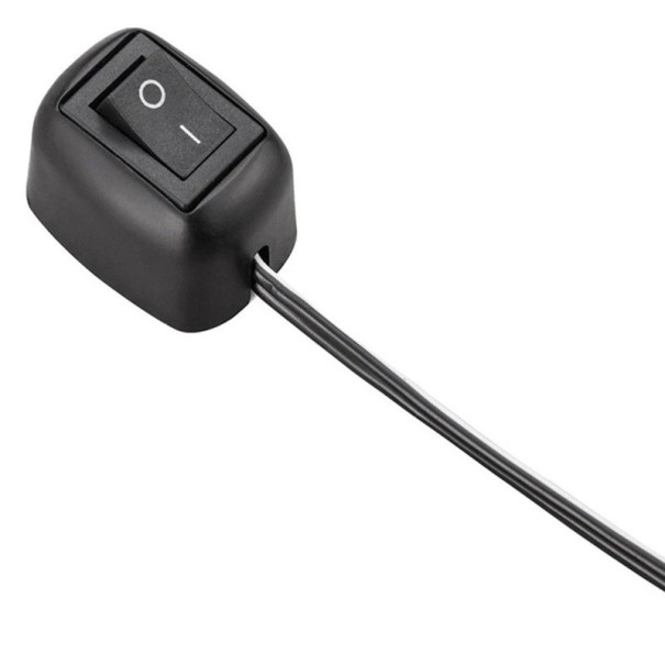 Svart vippbrytare med 60 cm kabel, Spänning DC12V, Ström 10A, Storlek 3,1 cm, Material PC 1