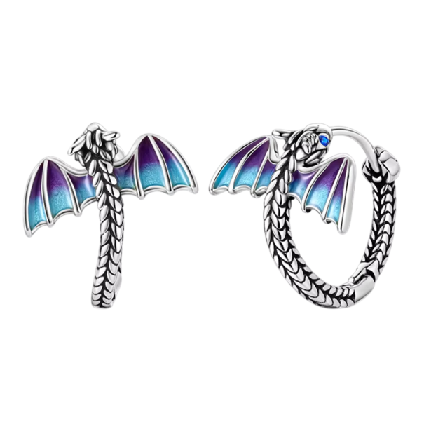 Drakörhängen 925 silver för kvinnor Modedesign Smycken Gåvor ringörhängen som symbol för styrka, mod, hemlighet och skydd 1