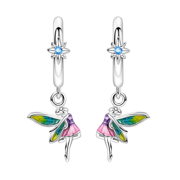 Pendientes de hadas de plata esterlina 925 para mujeres Alas de hada símbolo de magia y mundo invisible del reino de las hadas, seres de hadas 1